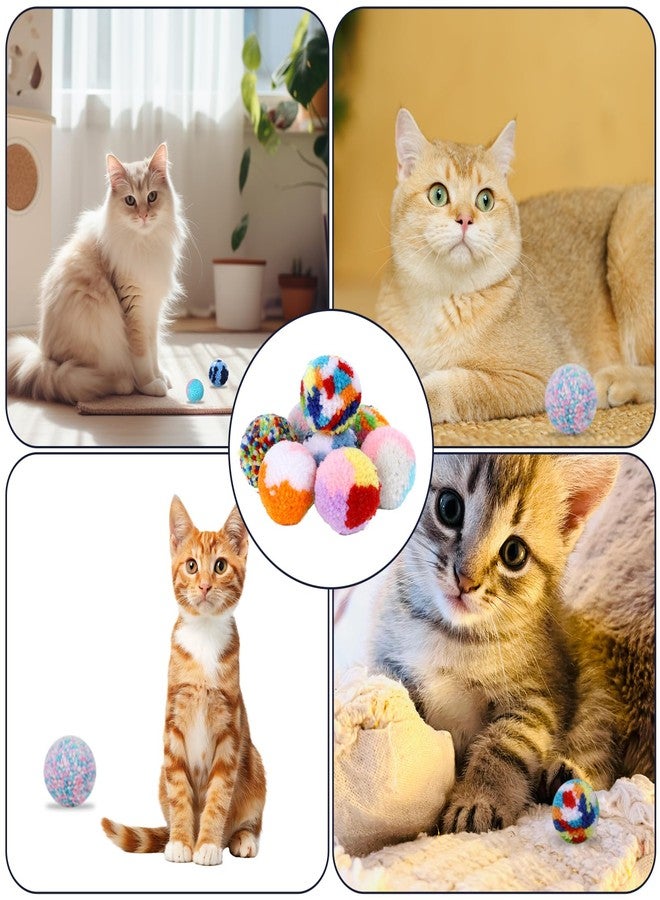 Bruislard 8 Pcs Woolen Yarn Cat Ball Toys Assorted Color Soft Fuzzy Pom Pom Balls Interactive Cat Chasing Toys for Indoor Cats Kittens - Image 2